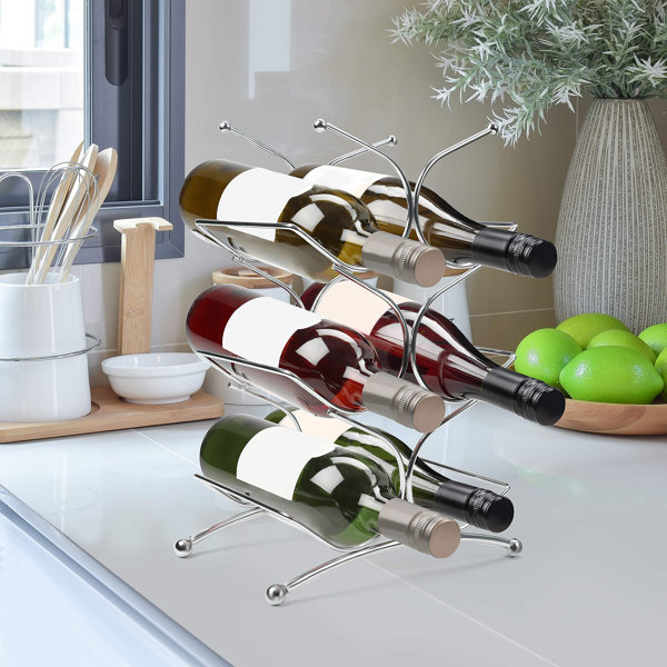 Rebrilliant Edaline 6 Bottle Tabletop Wine Bottle Rack In Silver